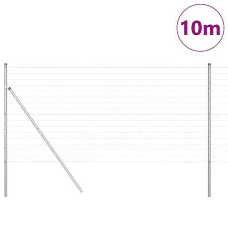 Clôture Vidaxl avec poteau argent 1,4 x 10 m acier et PVC