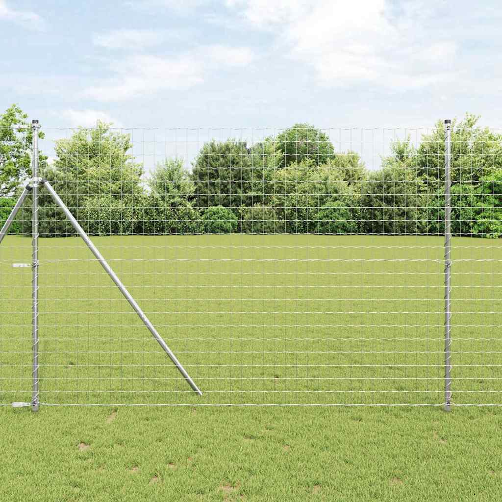 Clôture Vidaxl avec poteau argent 1,5 x 10 m acier et PVC