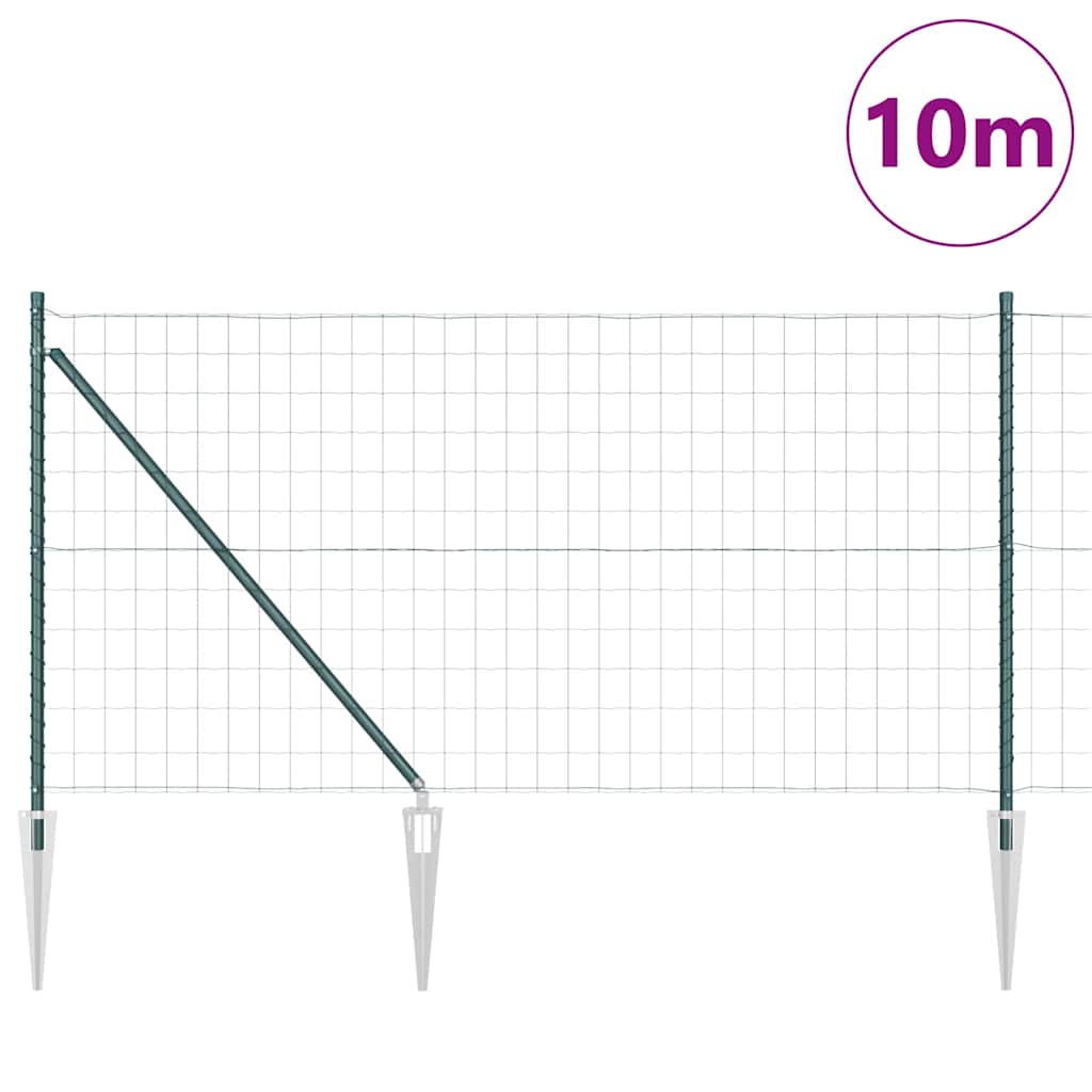 Vidaxl hek met paal groen 1 x 10 m staal en pvc