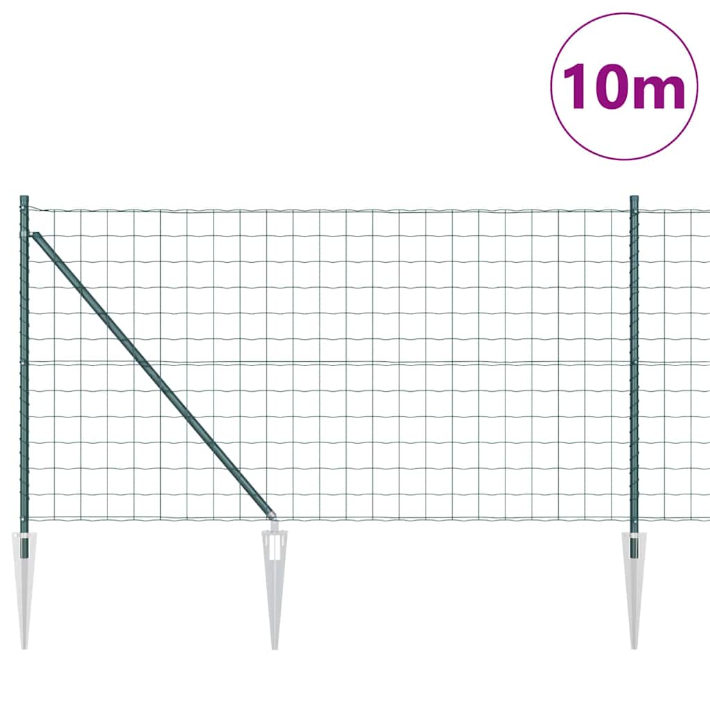 Vidaxl hek met paal groen 1 x 10 m staal