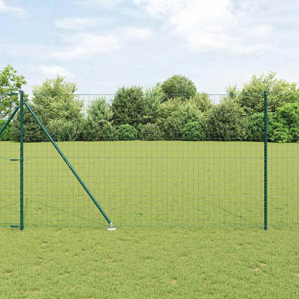 Vidaxl hek met paal groen 1,5 x 10 m staal