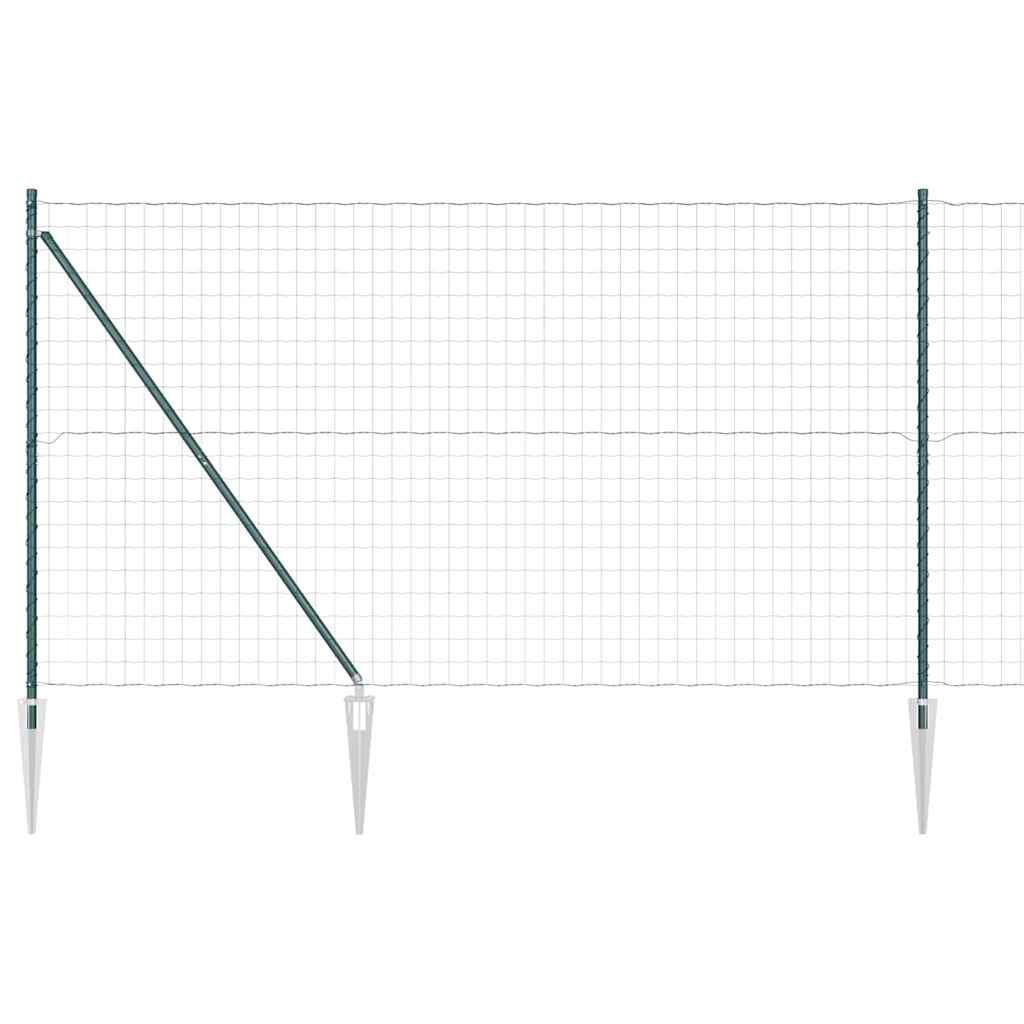 Vidaxl hek met paal groen 1,5 x 10 m staal