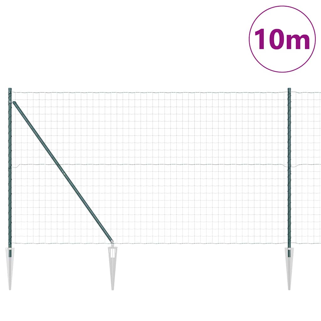 Vidaxl hek met paal groen 1,5 x 10 m staal