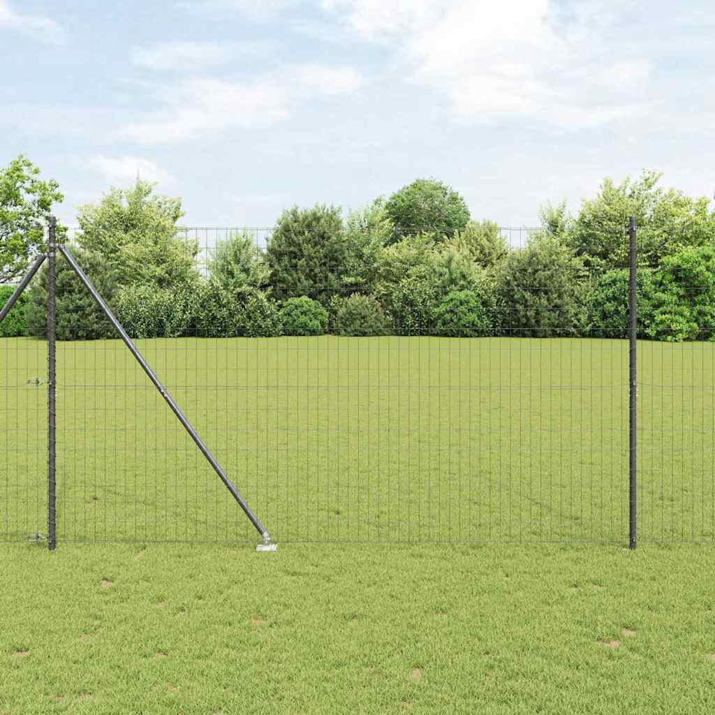 Vidaxl hek met paal grijs 1,5 x 10 m staal en pvc
