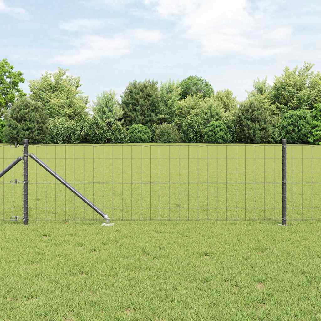 Vidaxl hek met paal grijs 0,6 x 10 m staal en pvc