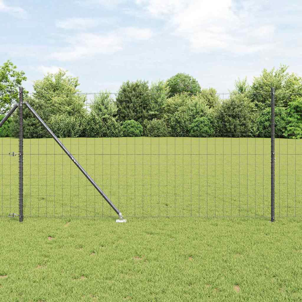 Vidaxl hek met paal grijs 1,4 x 10 m staal en pvc