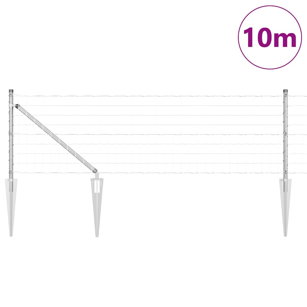 Vidaxl hek met paal zilver 0,8 x 10 m staal