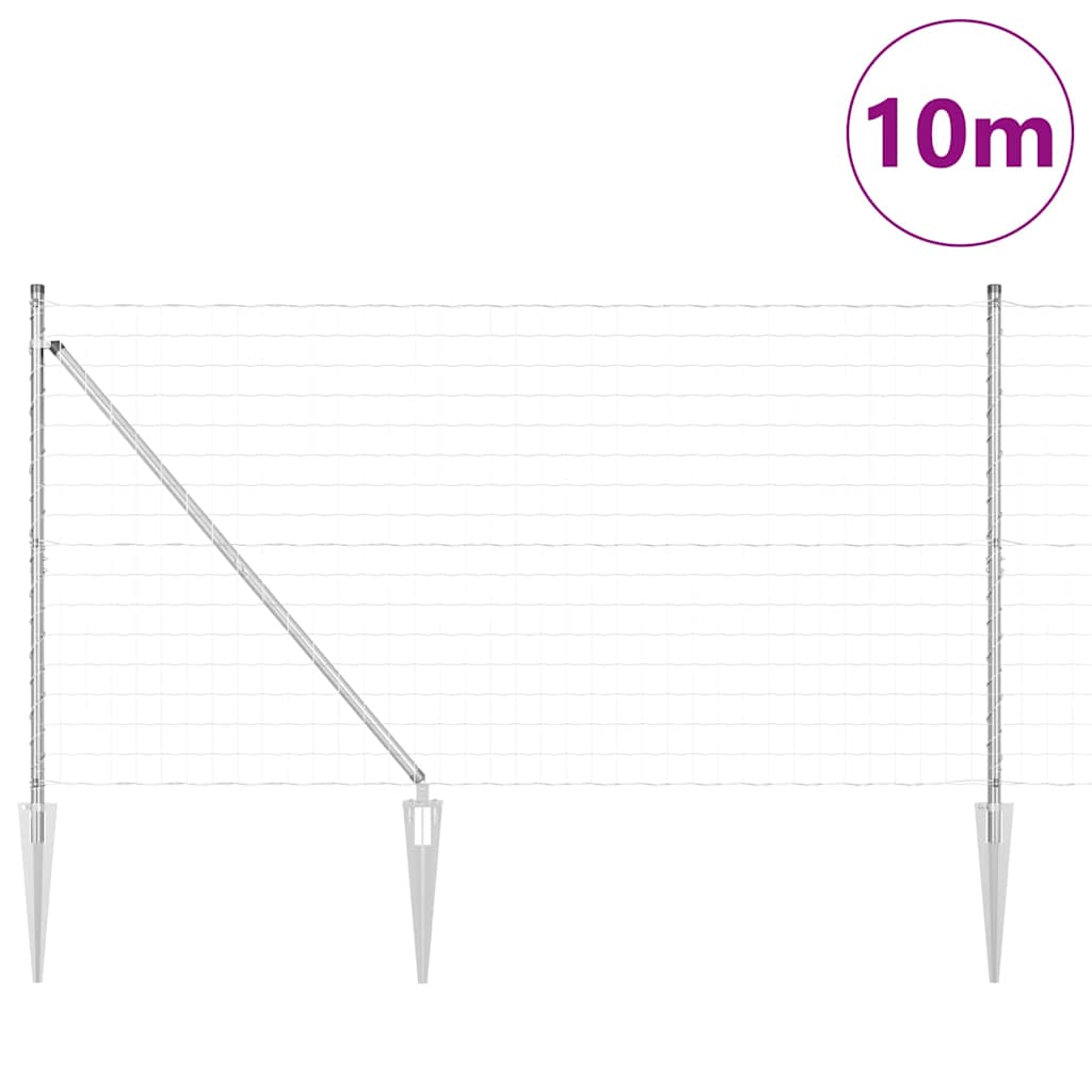 Vidaxl hek met paal zilver 1,4 x 10 m staal
