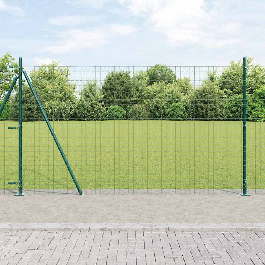 Vidaxl hek met paal groen 1,4 x 10 m staal en pvc
