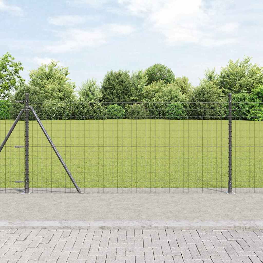 Vidaxl hek met paal grijs 1 x 10 m staal en pvc