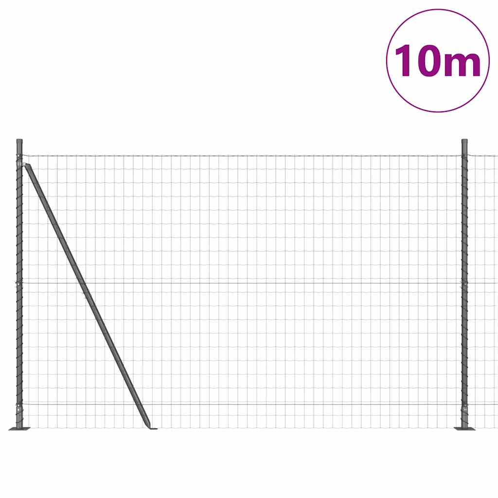Vidaxl hek met paal grijs 1,5 x 10 m staal en pvc