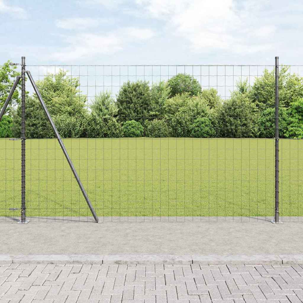 Vidaxl hek met paal grijs 1,4 x 10 m staal en pvc