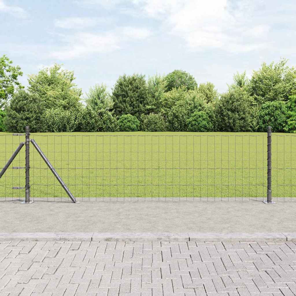 Vidaxl hek met paal grijs 0,4 x 10 m staal en pvc