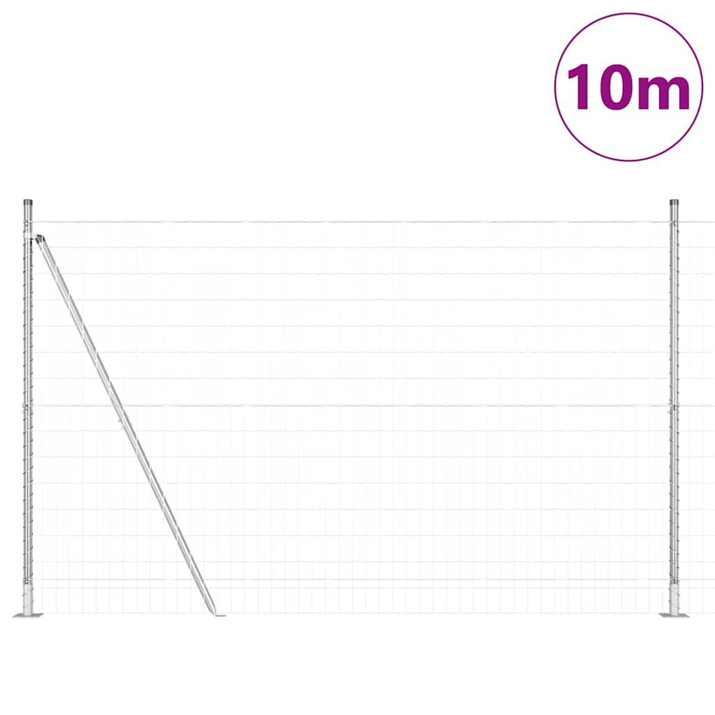 Vidaxl hek met paal zilver 1,6 x 10 m staal