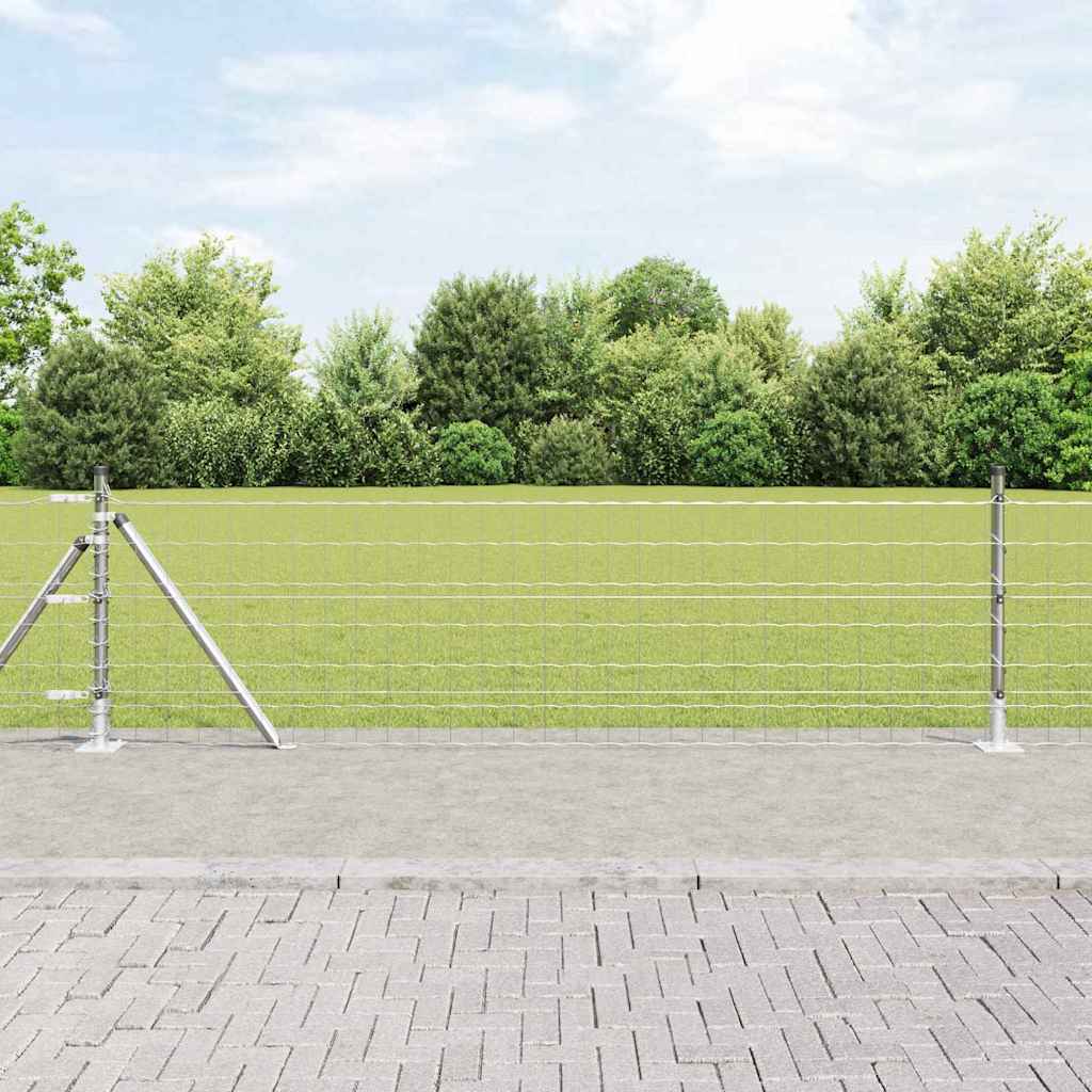 Vidaxl hek met paal zilver 0,6 x 25 m staal