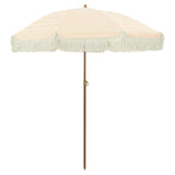 Vidaxl strandparasol geel en wit 160 x 160 x 196 cm polyester en staal