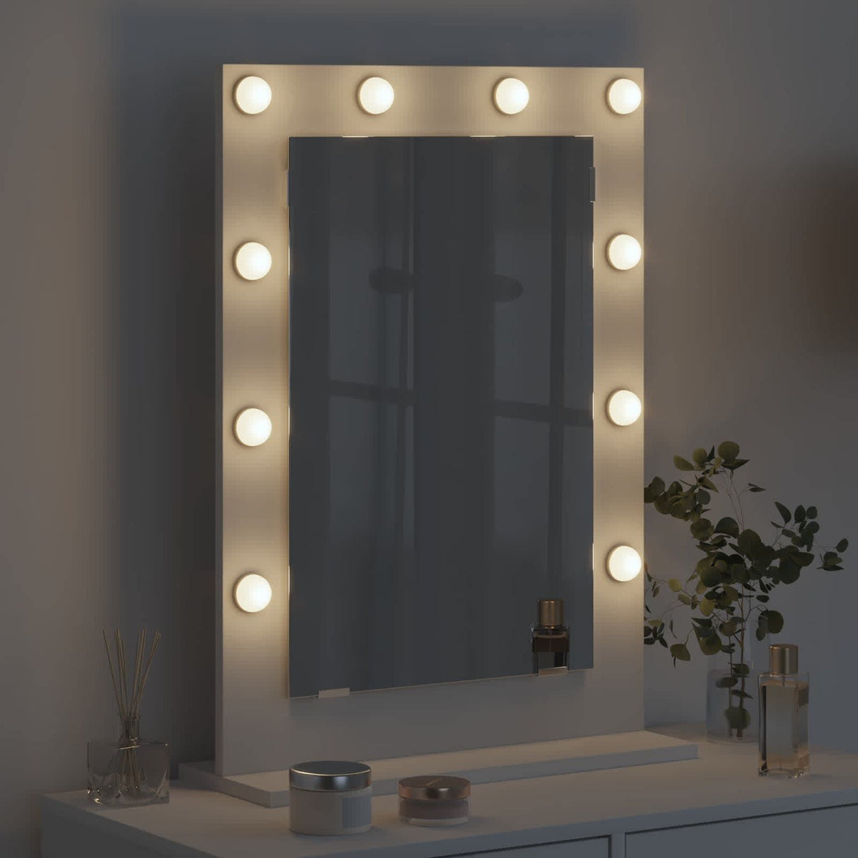 Vidaxl schmink spiegel wit 70 x 50 x 18 cm glas en hout met kunststof