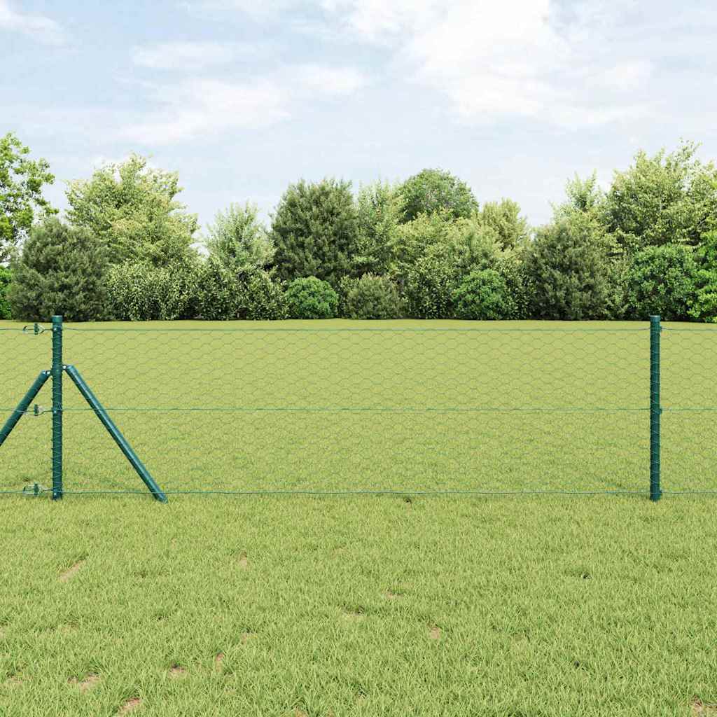 Vidaxl afrasteringspaal groen 10 x 0,6 m (36 mm gaas) staal en pvc