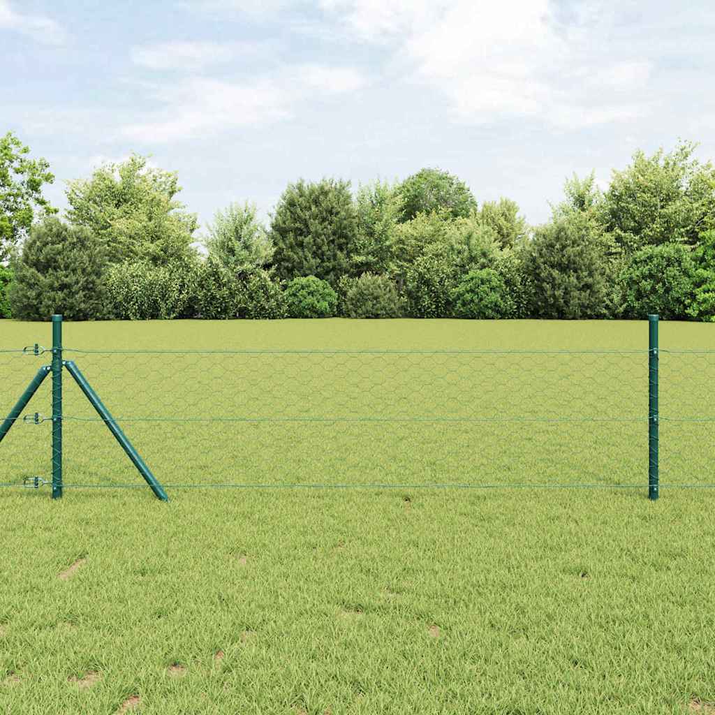 Vidaxl afrasteringspaal groen 10 x 1 m (50 mm gaas) staal en pvc