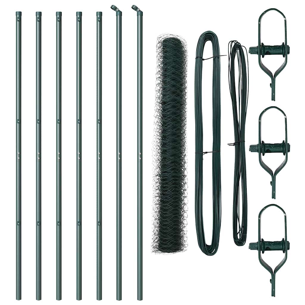 Vidaxl afrasteringspaal groen 10 x 1 m (50 mm gaas) staal en pvc