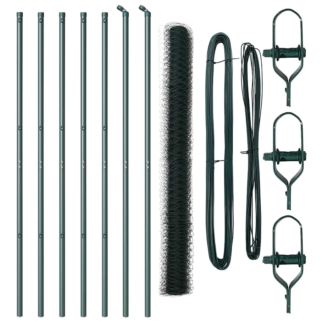 Vidaxl afrasteringspaal groen 10 x 1,6 m (36 mm gaas) staal en pvc