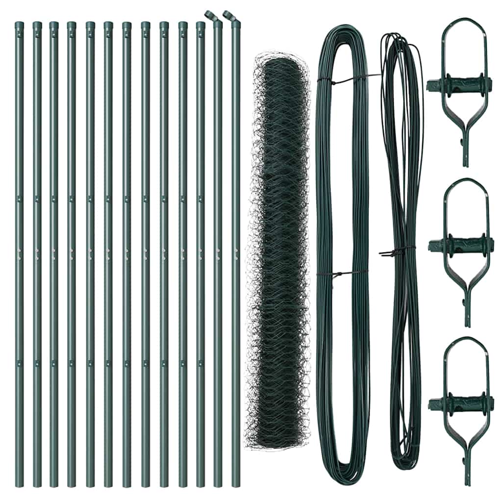 Vidaxl afrasteringspaal groen 25 x 1 m (36 mm gaas) staal