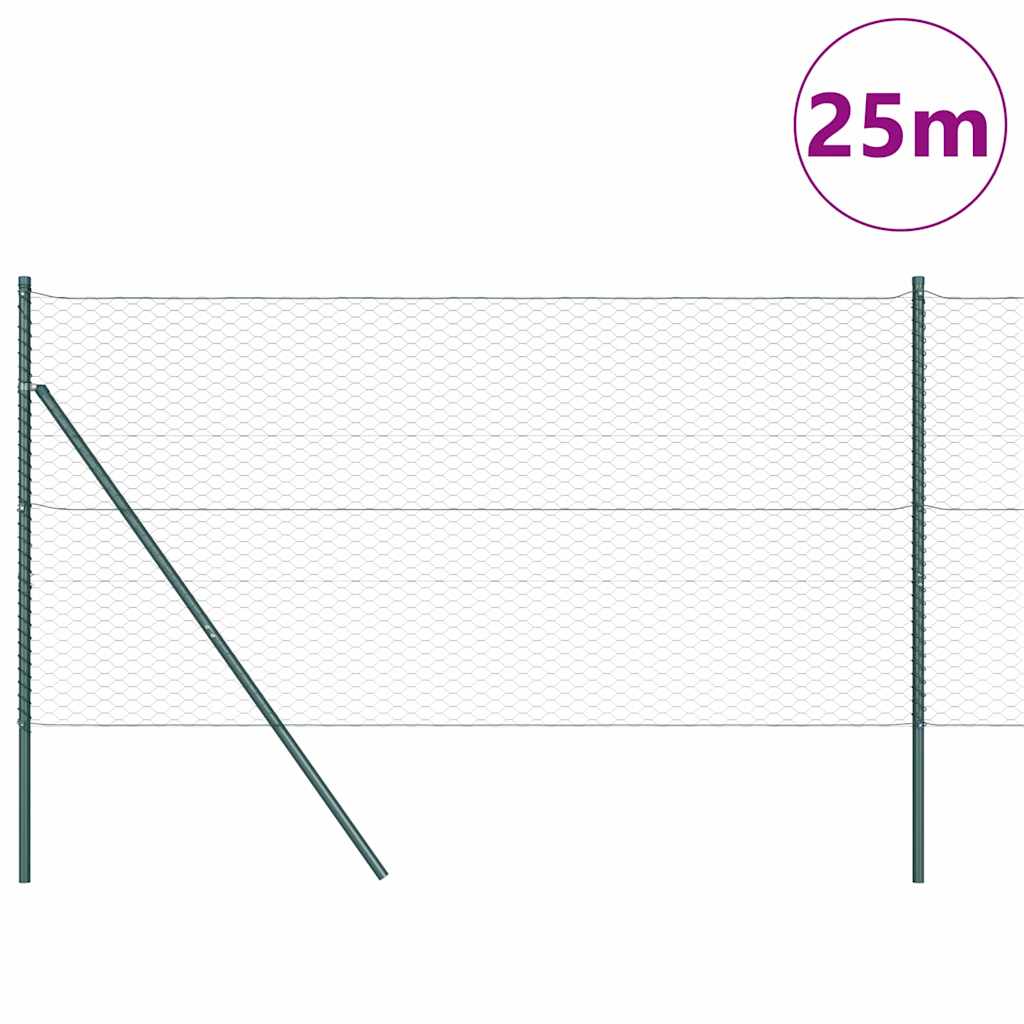 Vidaxl afrasteringspaal groen 25 x 1 m (36 mm gaas) staal