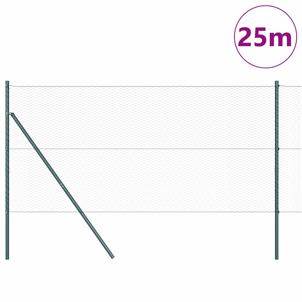 Vidaxl afrasteringspaal groen 25 x 1,4 m (25 mm gaas) staal en pvc