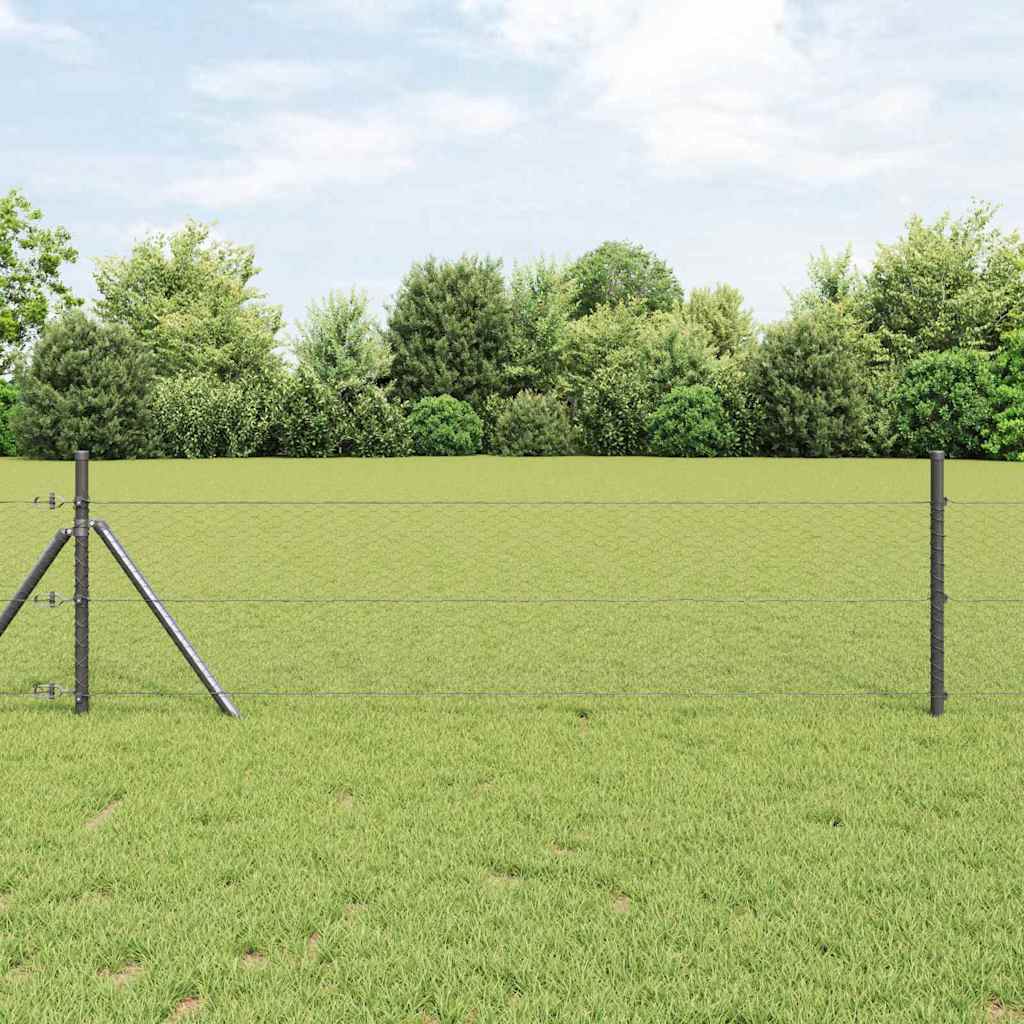 Vidaxl afrasteringspaal grijs 10 x 0,5 m (25 mm gaas) staal en pvc