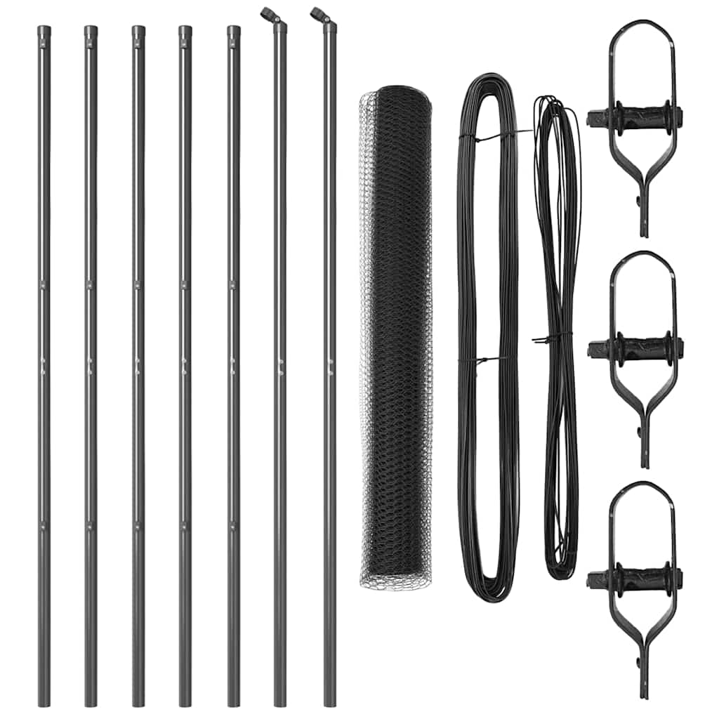 Vidaxl afrasteringspaal grijs 10 x 1,4 m (25 mm gaas) staal en pvc