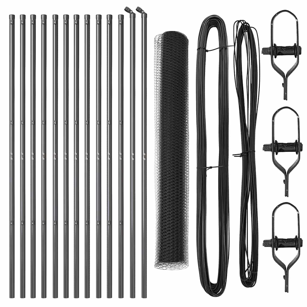Vidaxl afrasteringspaal grijs 25 x 1 m (13 mm gaas) staal
