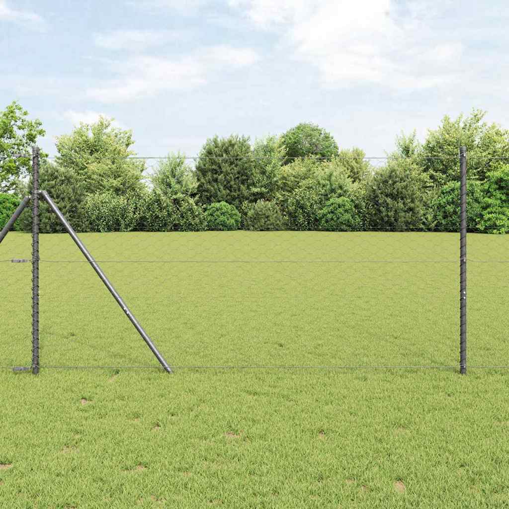 Vidaxl afrasteringspaal grijs 25 x 1,4 m (50 mm gaas) staal en pvc