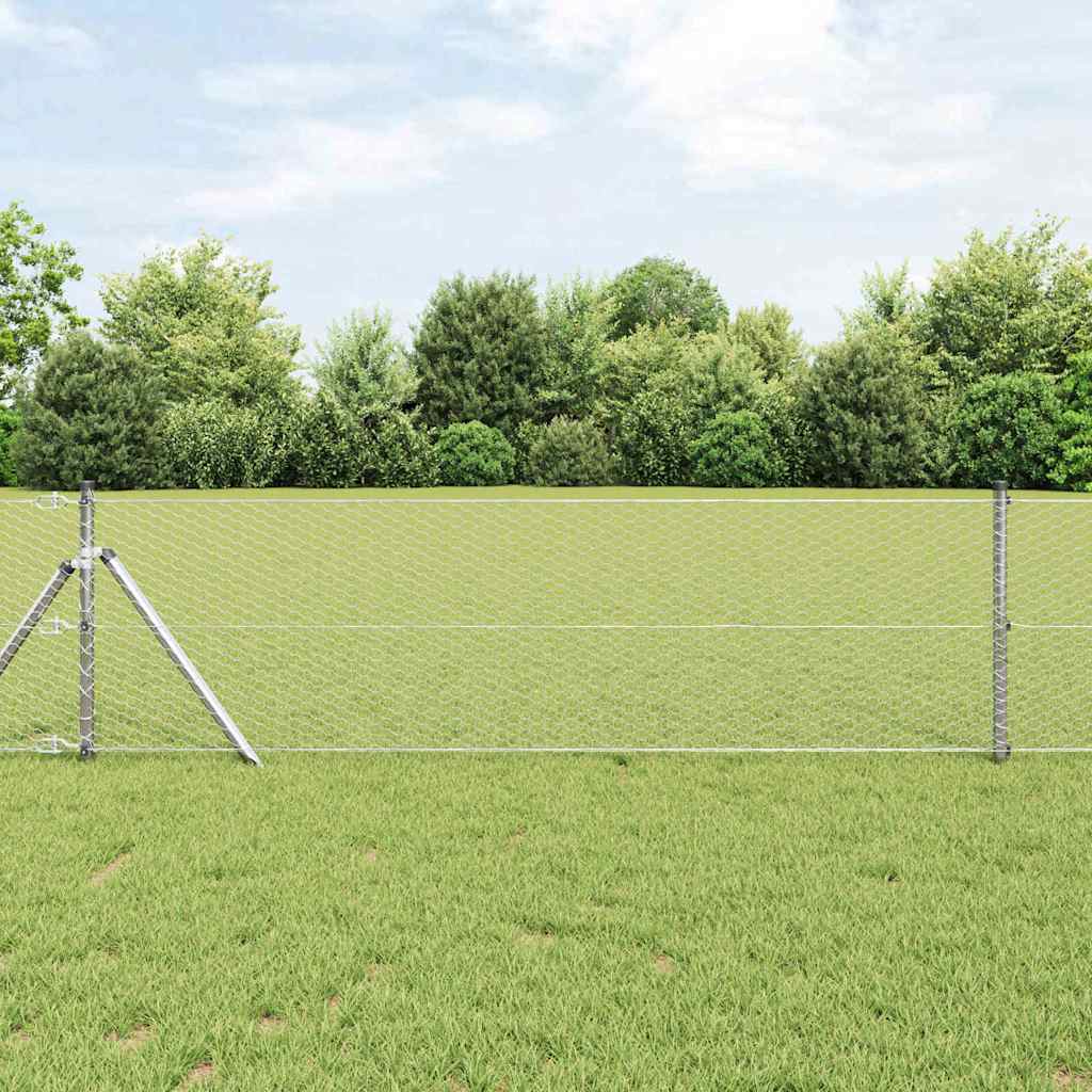 Vidaxl afrasteringspaal zilver 10 x 0,6 m (25 mm gaas) staal
