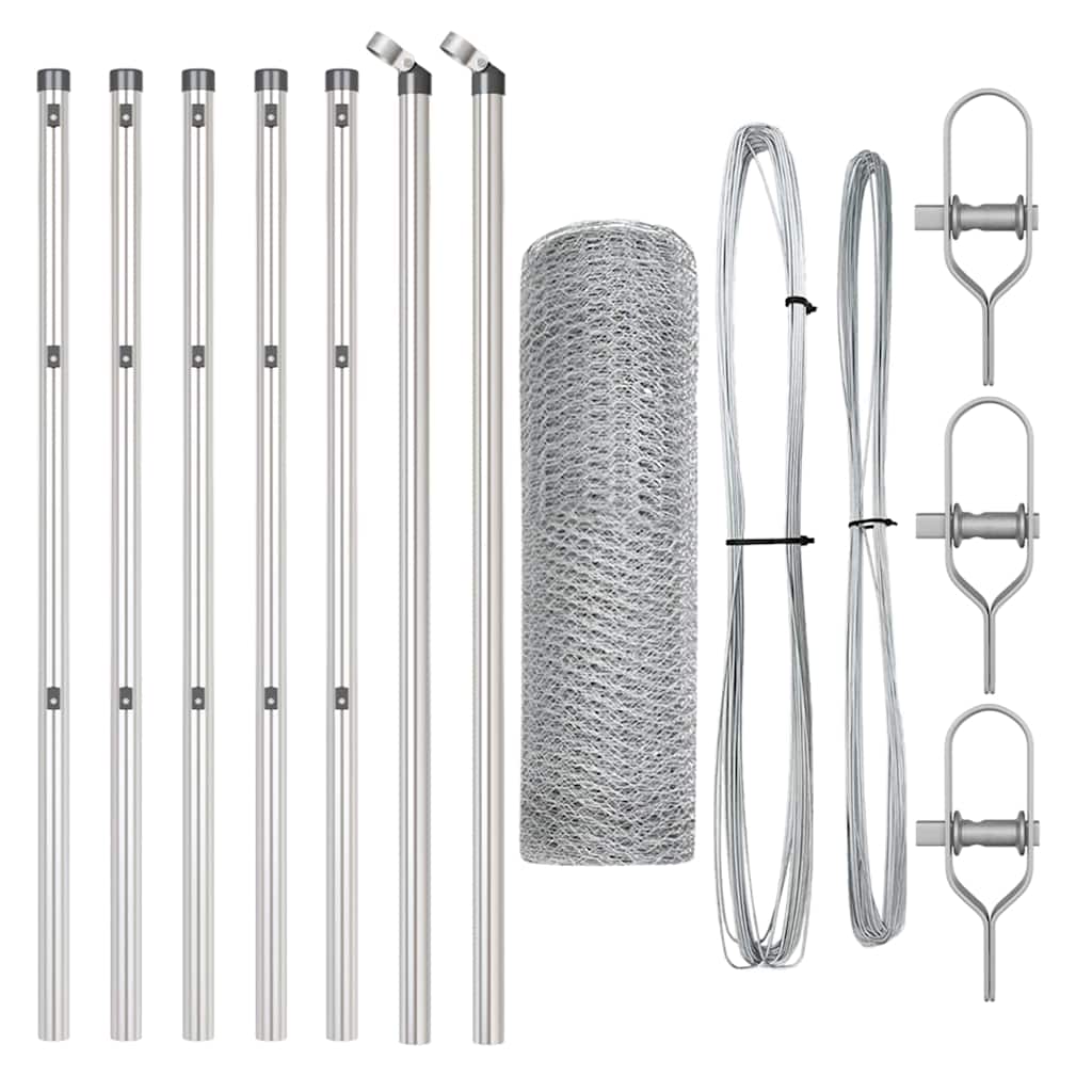 Vidaxl afrasteringspaal zilver 10 x 0,6 m (25 mm gaas) staal