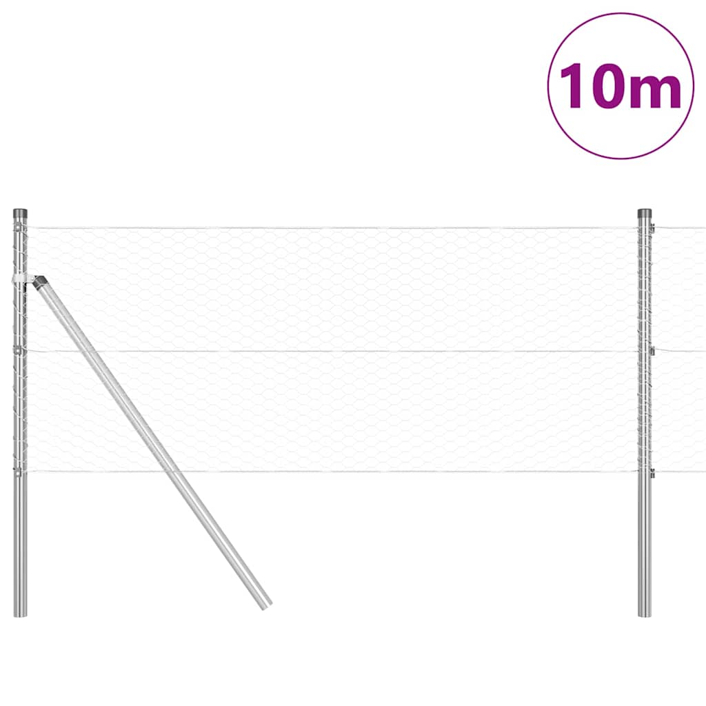 Vidaxl afrasteringspaal zilver 10 x 0,6 m (25 mm gaas) staal