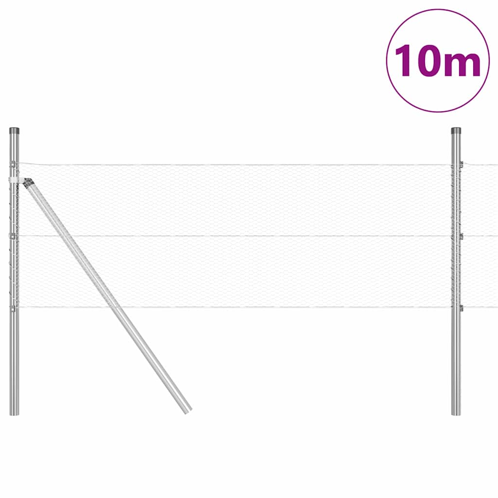 Vidaxl afrasteringspaal zilver 10 x 0,8 m (13 mm gaas) staal
