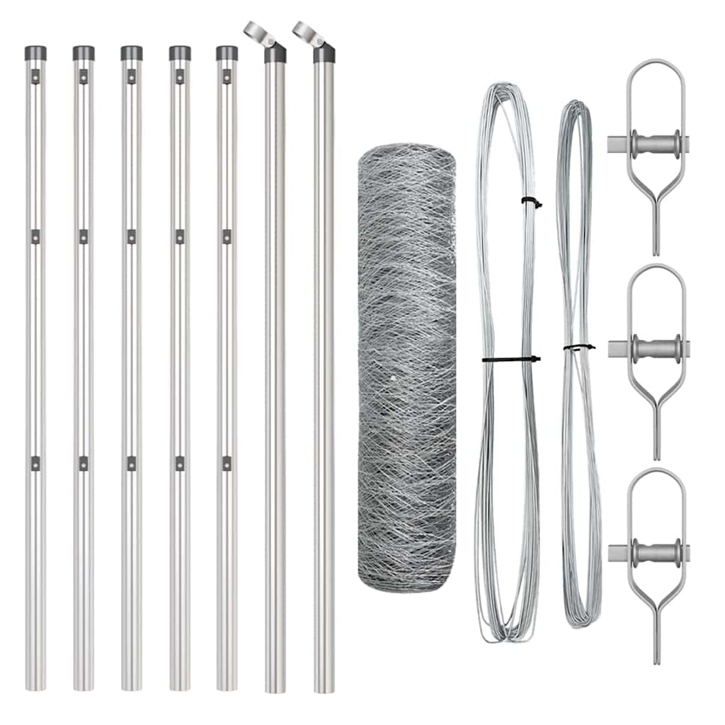 Vidaxl afrasteringspaal zilver 10 x 0,8 m (50 mm gaas) staal