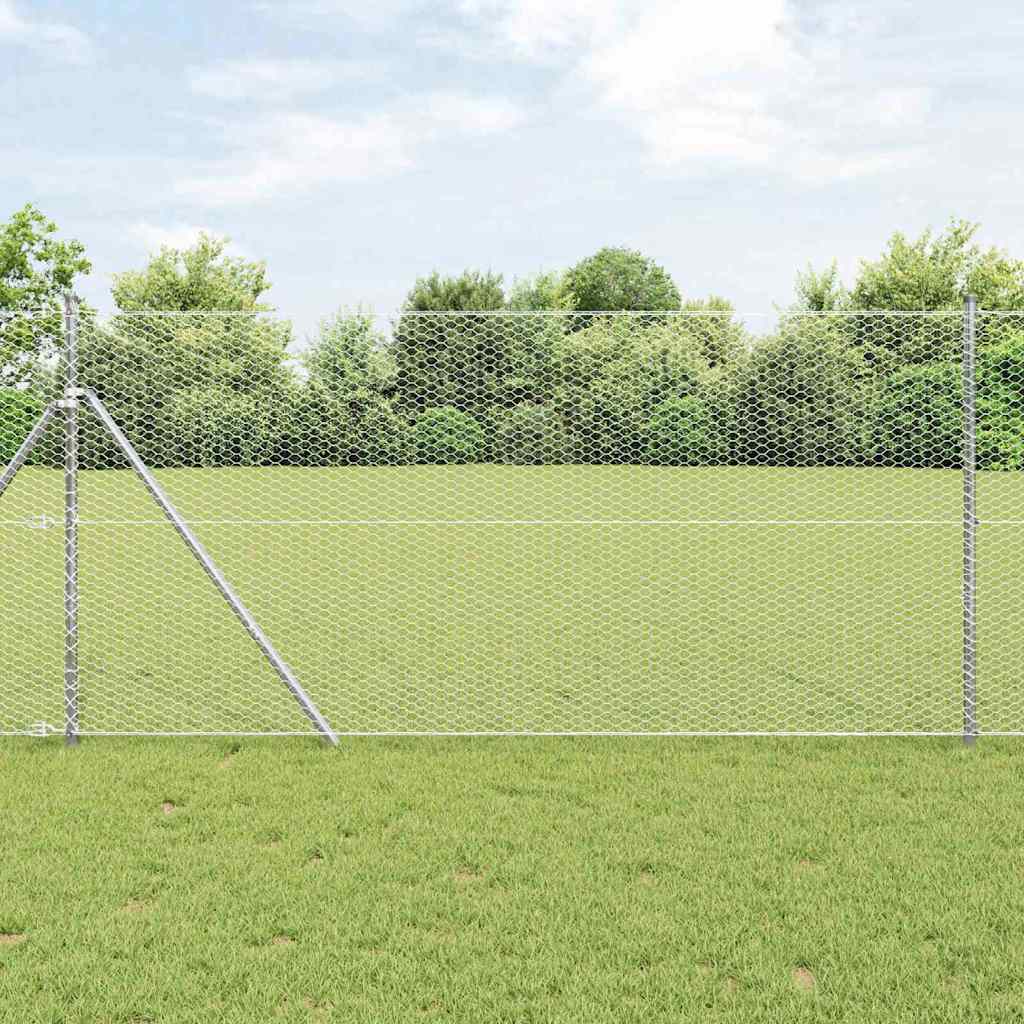 Vidaxl afrasteringspaal zilver 10 x 1 m (25 mm gaas) staal