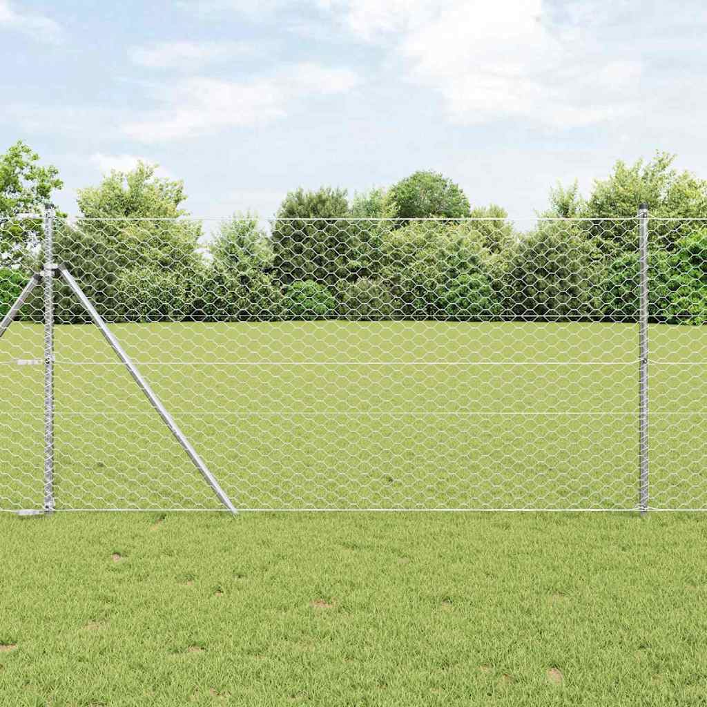 Vidaxl afrasteringspaal zilver 10 x 1 m (50 mm gaas) staal