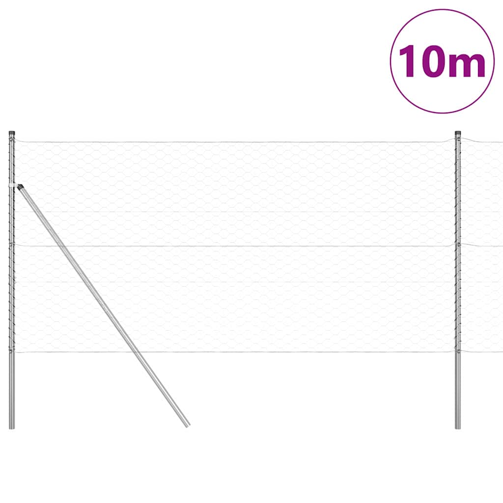 Vidaxl afrasteringspaal zilver 10 x 1,2 m (50 mm gaas) staal