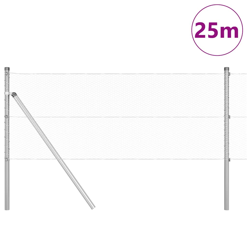 Vidaxl afrasteringspaal zilver 25 x 0,6 m (13 mm gaas) staal