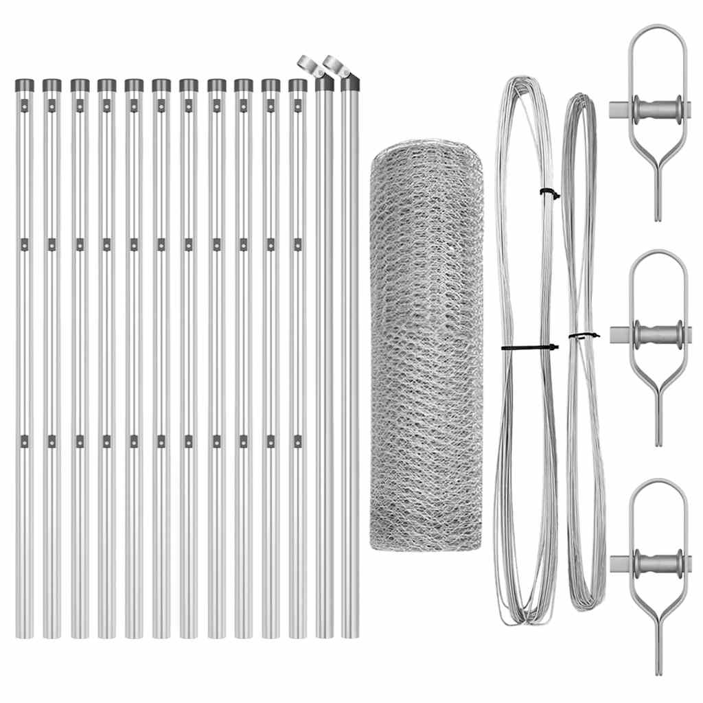 Vidaxl afrasteringspaal zilver 25 x 0,8 m (25 mm gaas) staal