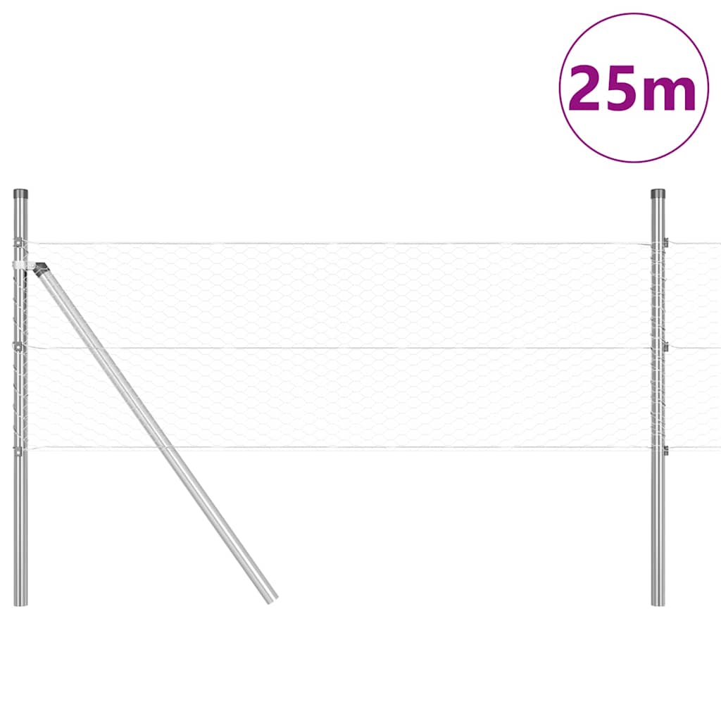 Vidaxl afrasteringspaal zilver 25 x 0,8 m (25 mm gaas) staal