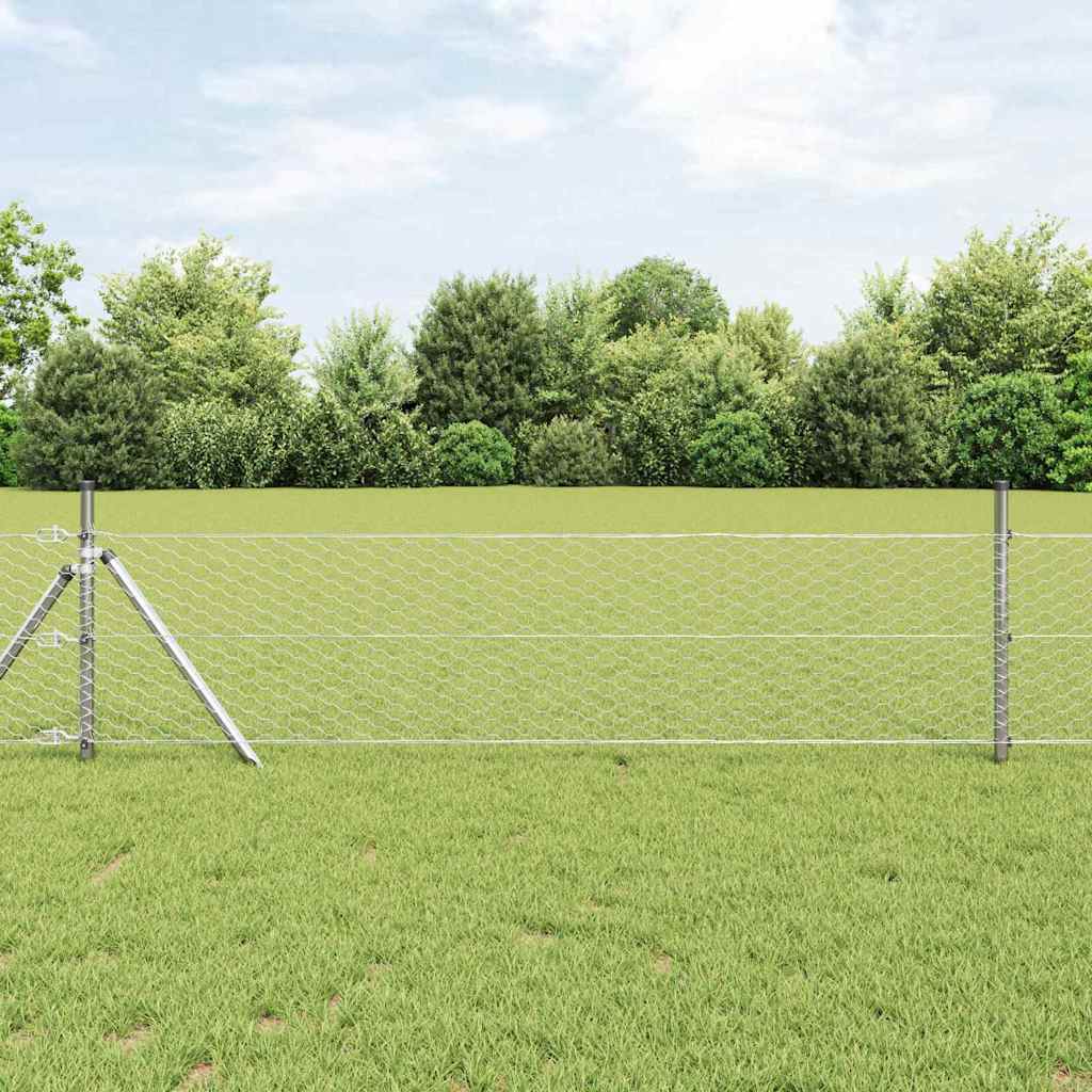 Vidaxl afrasteringspaal zilver 50 x 0,4 m (36 mm gaas) staal