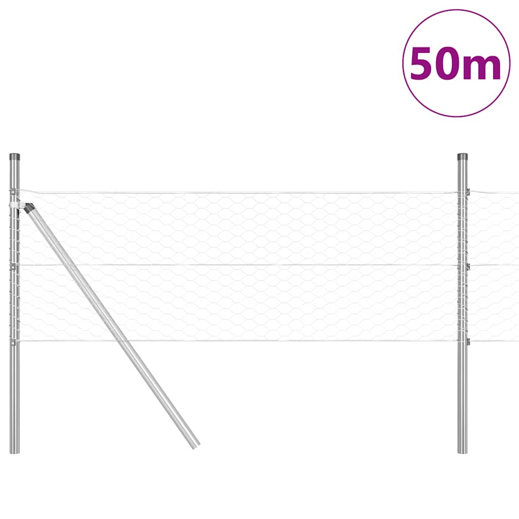 Vidaxl afrasteringspaal zilver 50 x 0,4 m (36 mm gaas) staal