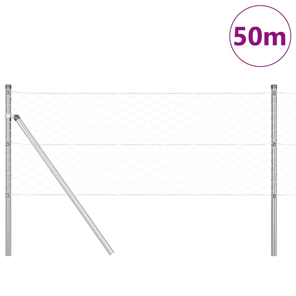Vidaxl afrasteringspaal zilver 50 x 0,6 m (50 mm gaas) staal