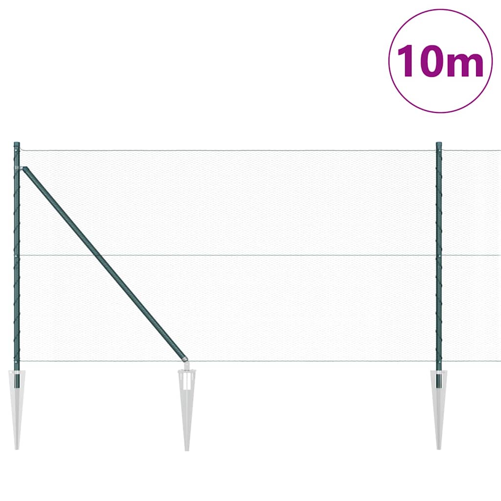 Vidaxl afrasteringspaal groen 10 x 1 m (13 mm gaas) staal en pvc