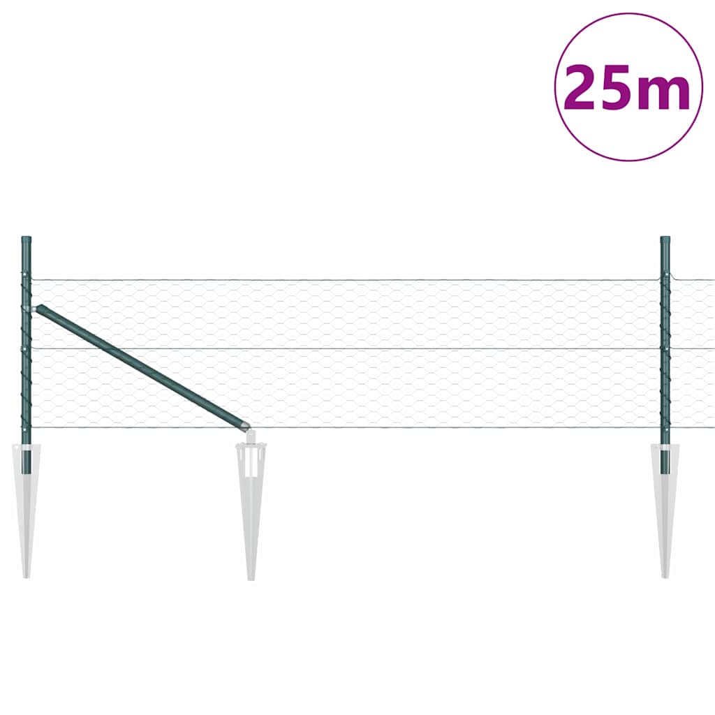 Vidaxl afrasteringspaal groen 25 x 0,4 m (36 mm gaas) staal en pvc
