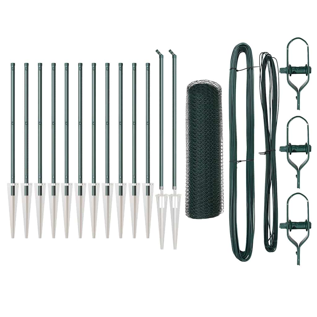 Vidaxl afrasteringspaal groen 25 x 0,6 m (13 mm gaas) staal en pvc