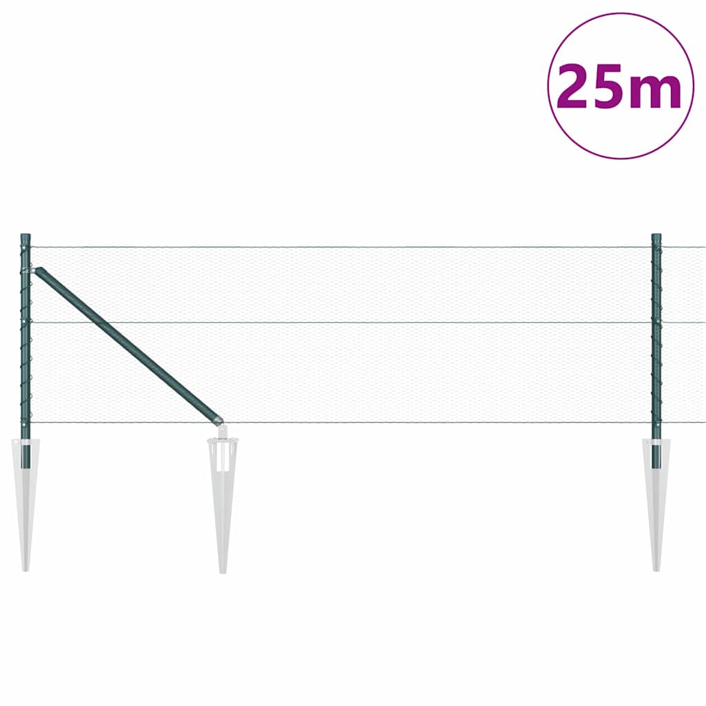 Vidaxl afrasteringspaal groen 25 x 0,6 m (13 mm gaas) staal en pvc